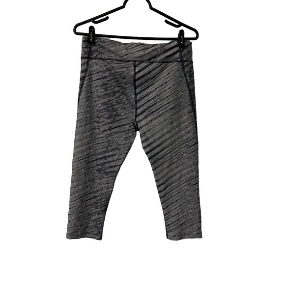Under Armour Womens Gray Striped Athleisure Compression Cropped Leggings Size L - Picture 5 of 5